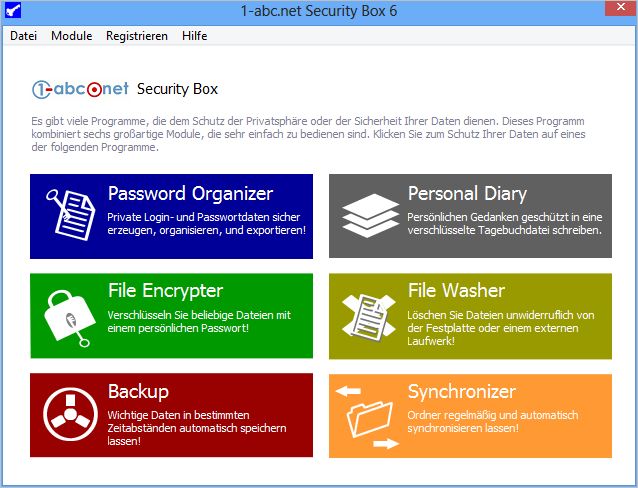 Screenshot vom Programm: 1-abc.net Security Box